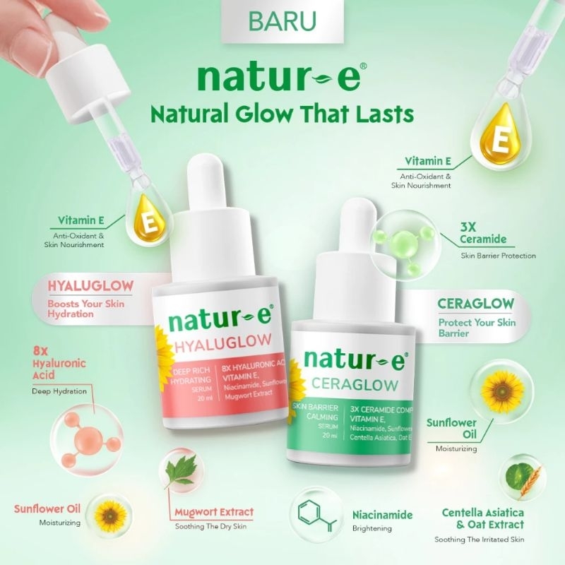 Natur-E Hyaluglow & Ceraglow Serum 20ml - Skincare