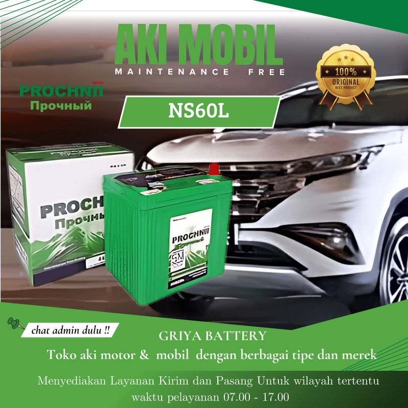 Aki Mobil Kering Prochnii 60B24L/ NS60L – 45Ah | MF Battery Tangguh untuk mobil> grand livina,charad