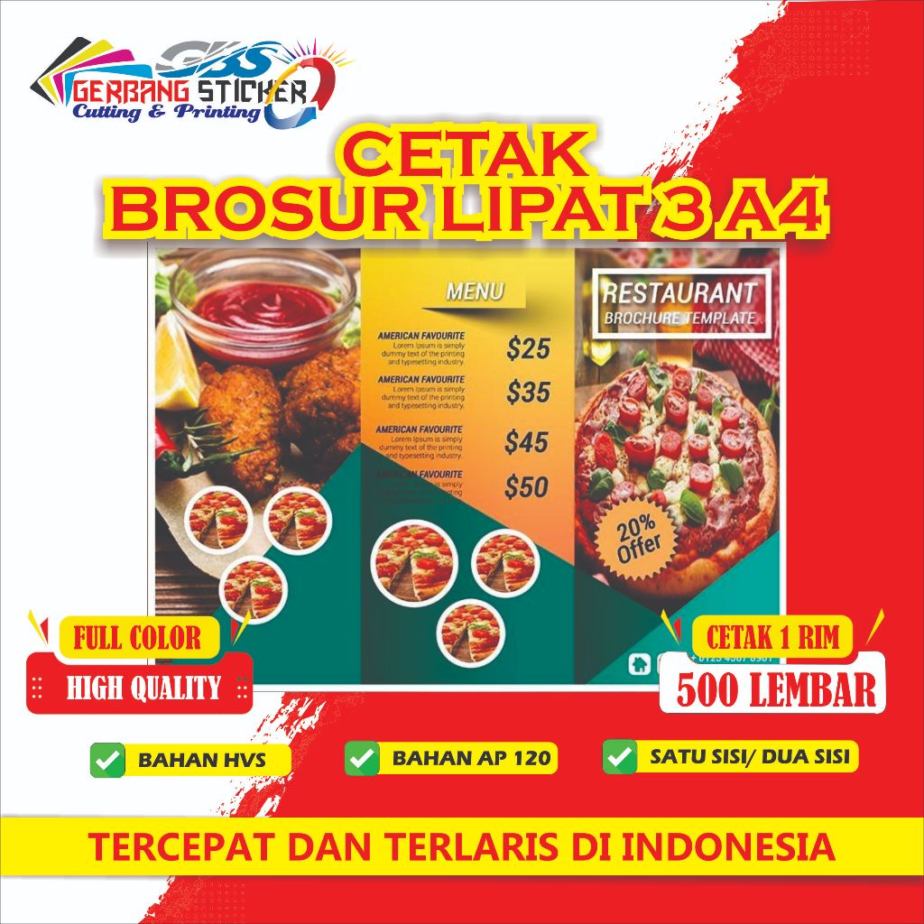 

CETAK BROSUR LIPAT 3 UKURAN A4 1 RIM / 500 LEMBAR