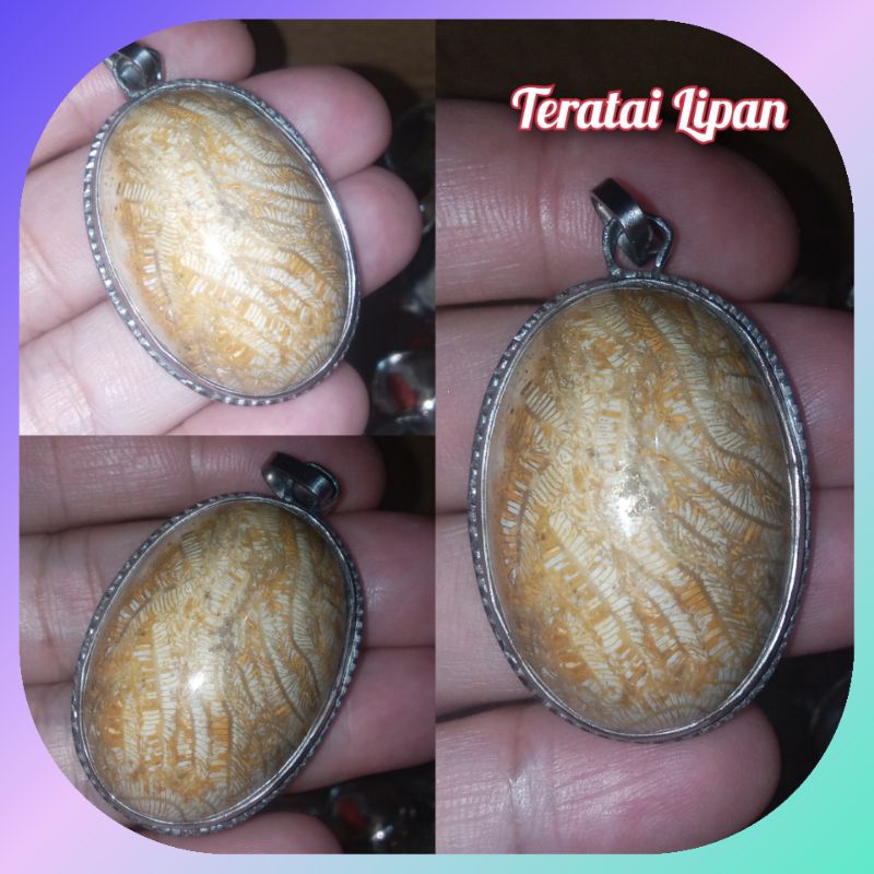 Liontin Batu Teratai Lipan Asli Natural