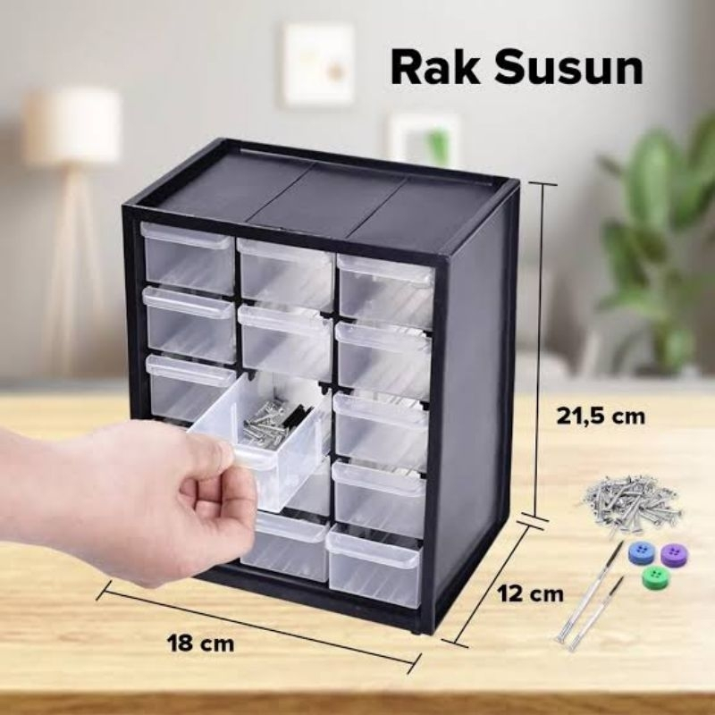 Kenmaster Rak Susun Rak Drawer 15 Susun Laci Mini Rak Murah Rak Sparepart Mini RAK-017