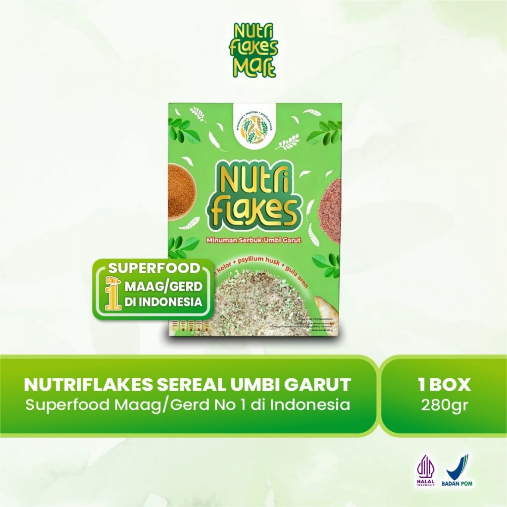 

NUTRIFLAKES - Sereal Umbi Garut Mencegah dan Mengurangi Masalah Lambung | Nutriflakes Mart