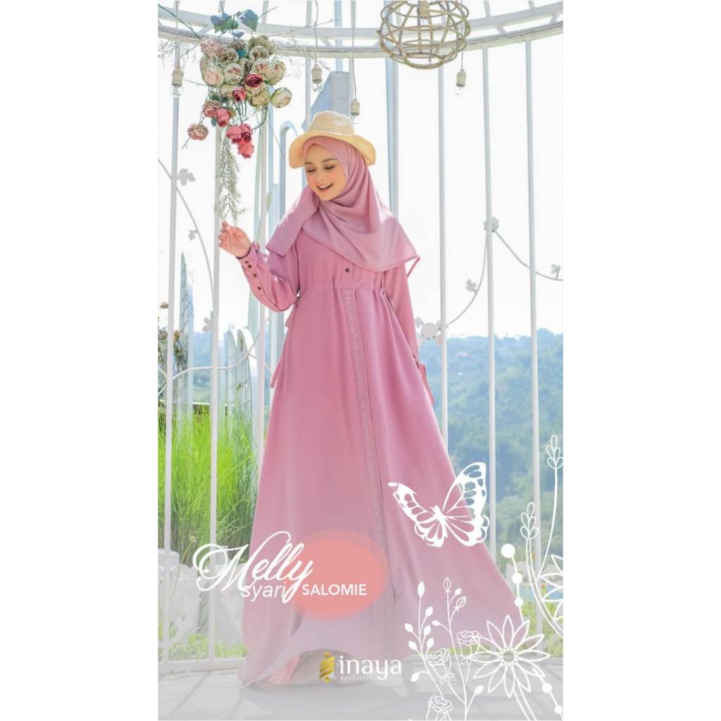 Melly Syar'i by Inaya Gamis Wanita Dewasa Set Khimar/Pashmina
