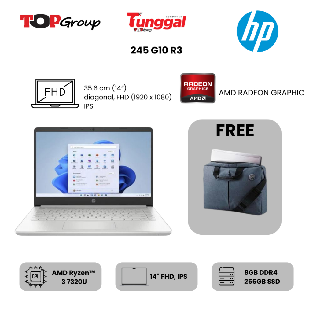 HP 245-G10 – Grey [Ryzen 3 7320U-8GB-SSD 256GB]