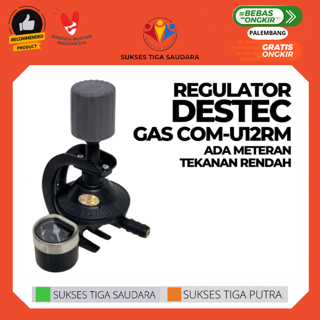 Regulator Ampere dan Pengaman Tabung Gas Destec COM U12-RM Kepala Tabung Gas
