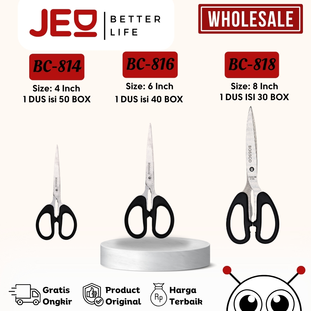 

GROSIR!!! (1 DUS) Gunting Scissors BOSSCO (4 inch~6 Inch-8 Inch) BC-814~816~818