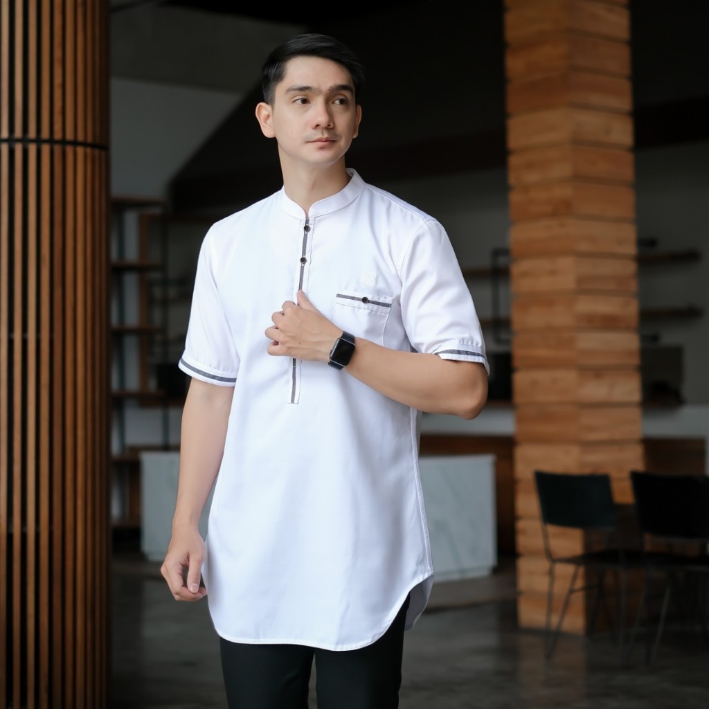 baju koko qurta dewasa muslim gamis pria kurta pakistan lengan 3/4