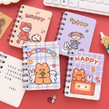 

NOTEBOOK MINI RING SPIRAL MOTIF KARAKTER LUCU & AESTHETIC BUKU CATATAN KECIL