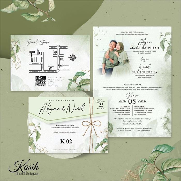 

Blangko Undangan Pernikahan Blanko Kasih Full Colour - Undangan Green Full Colour - KASIH