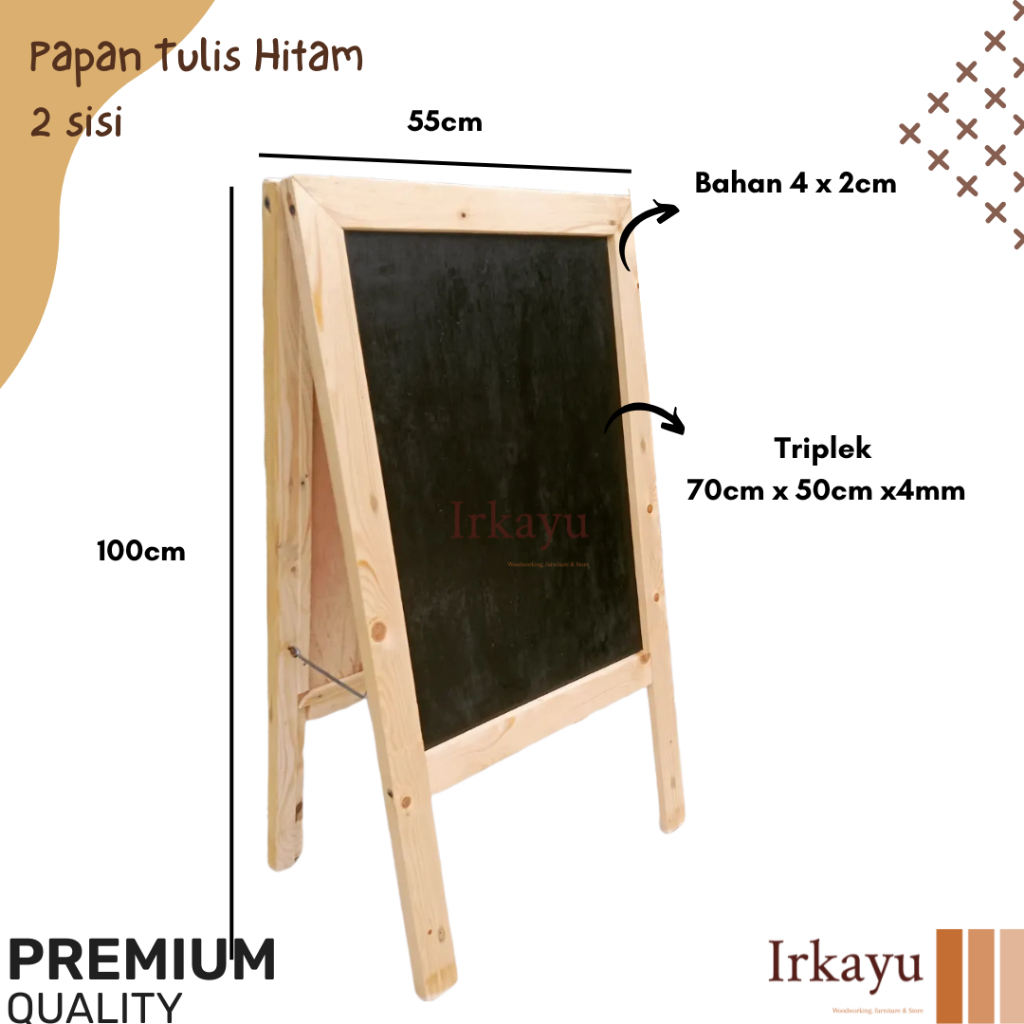 

PAPAN TULIS HITAM DUA SISI/ PAPAN TULIS HITAM BOLAK-BALIK/ DOUBLE BOARD – PAPAN TULIS KAYU ESTETIK