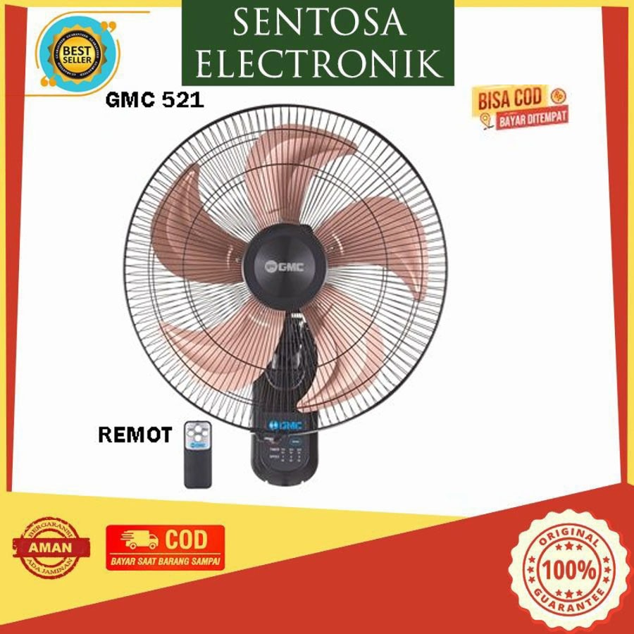 Kipas angin dinding  gmc 521 remot/ kipas angin dinding ukuran 18inch besi