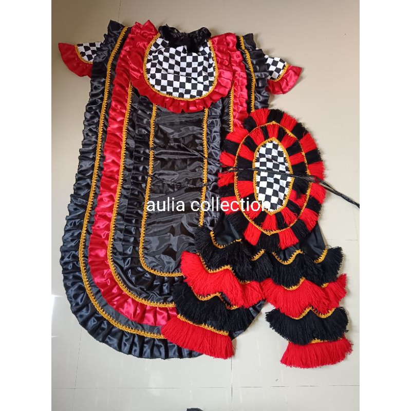 celana/kemul barongan ukuran anak kls 3-4SD warna hitam merah