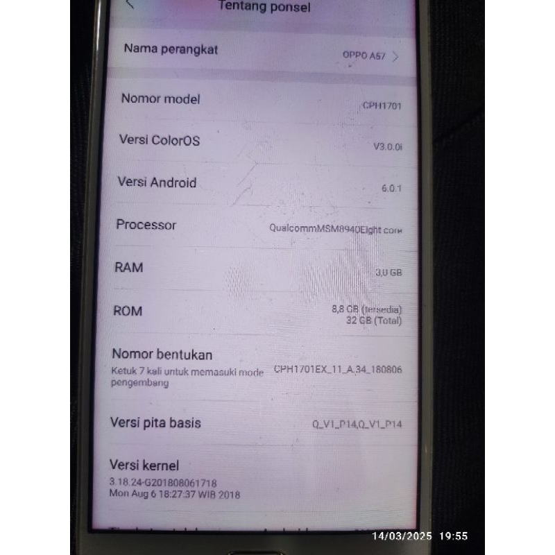 MESIN OPPO A57 NORMAL RAM 3/32 GB