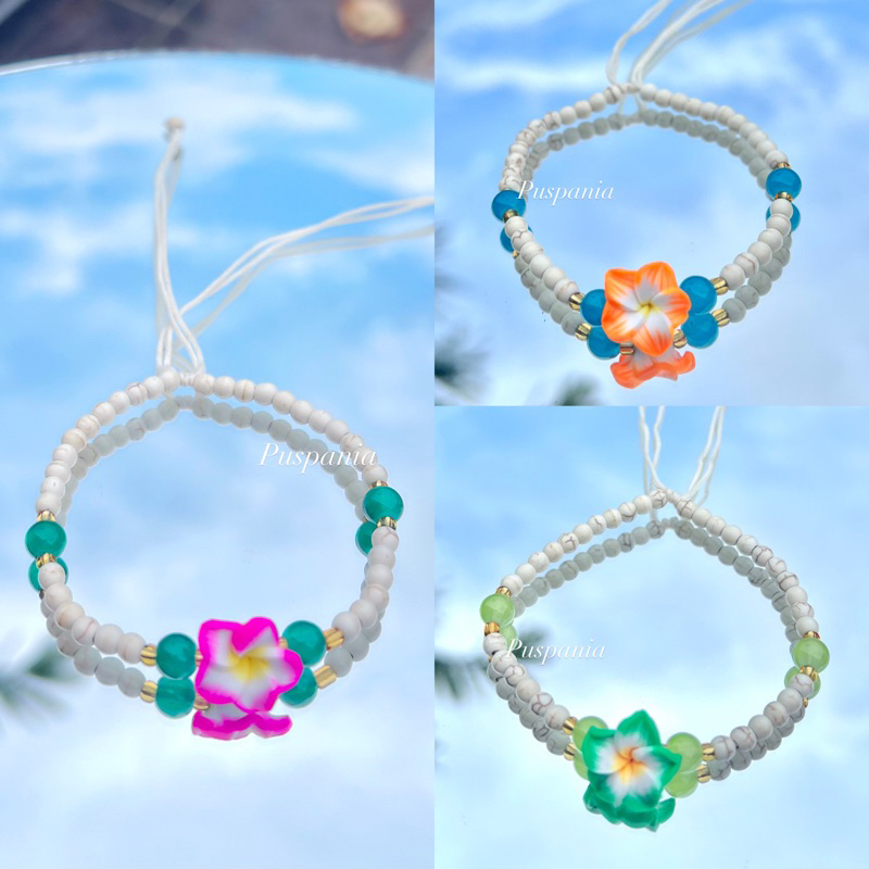 Gelang BATU PIRUS BUNGA JEPUN gelang batu alam gelang bali gelang bunga jepun