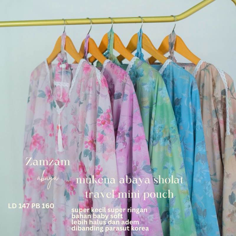 Disc (Pilih Motif) Mukena Abaya Travel Mini Pouch Motif By Zamzam Abaya Sholat Kecil
