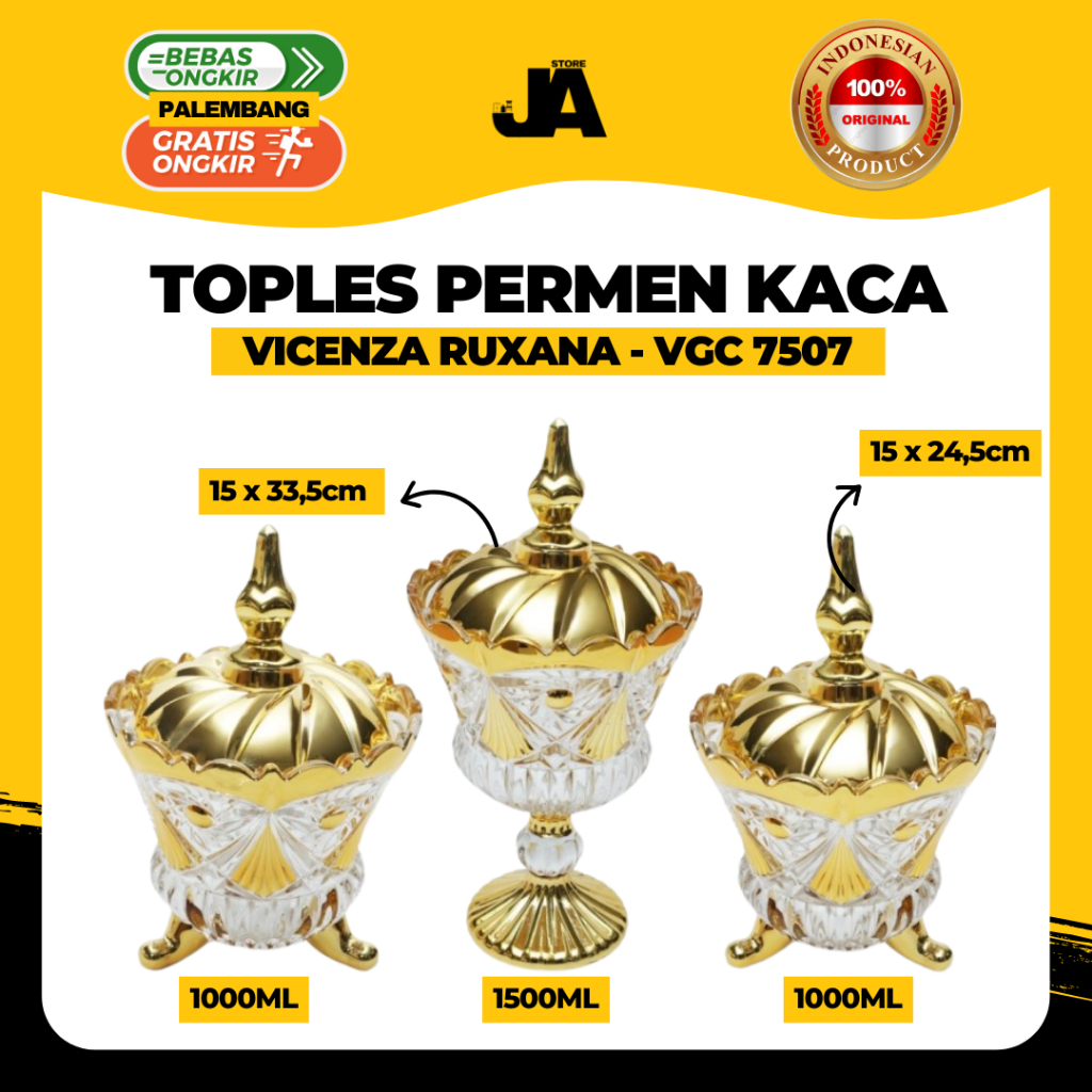 Set Toples Permen Kaca Vicenza Ruxana VGC-7507 / Mewah Berkualitas Palembang INSTANT