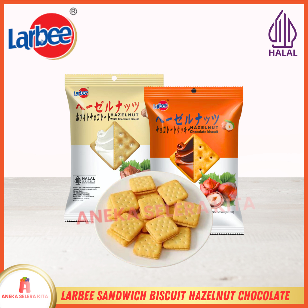 

TYL Larbee Hazelnut White Chocolate & Chocolate Sandwich Biscuit Halal 68gr