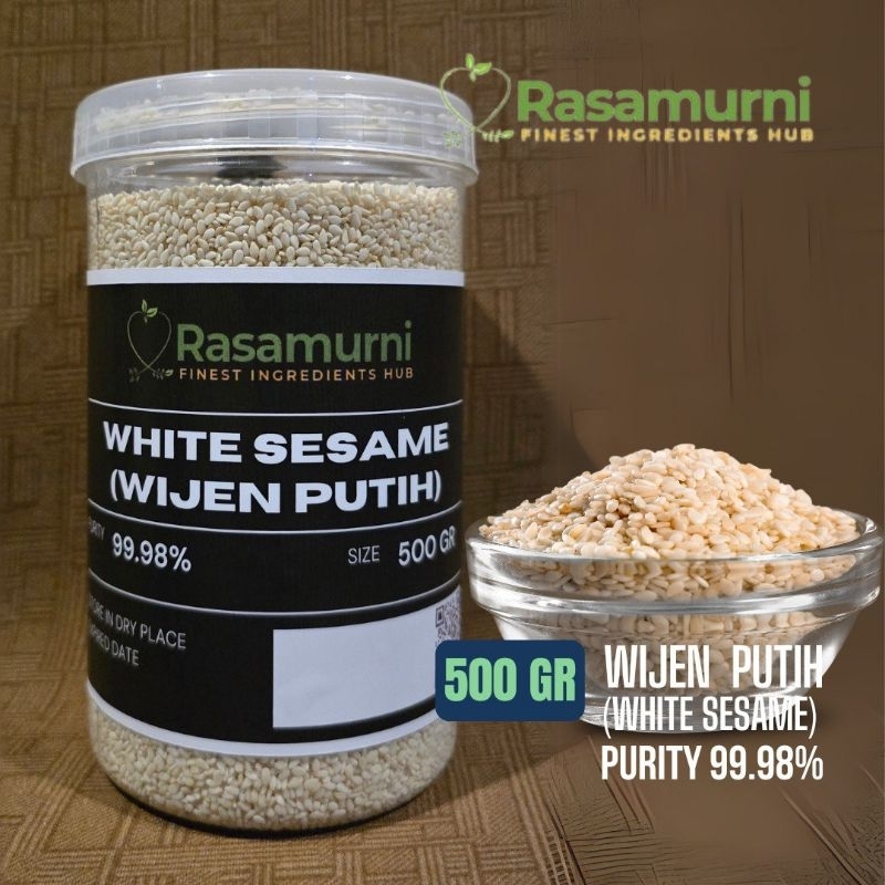 

WIJEN PUTIH PREMIUM (HULLED WHITE SESAME) in JAR 500 gr
