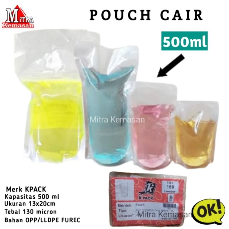 KPACK 500ML STANDING POUCH CAIR 500 KEMASAN PLASTIK BENING TRANSPARAN CAIRAN MINYAK GORENG MINUMAN I