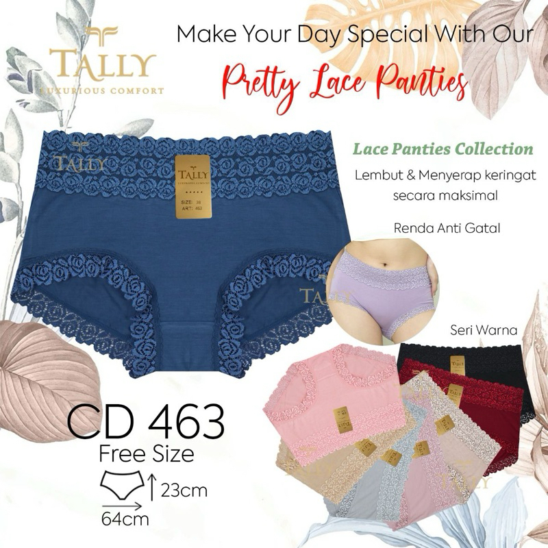 Celana dalam Tally 463 CD renda katun TALLY Art 463 pakaian dalam wanita