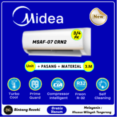 AC MIDEA 3/4 PK ( SATNDRD ) + PASANG