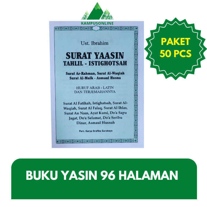 PAKET 50 BUKU YASIN TERJEMAH 96 HALAMAN TANPA COVER ISI LENGKAP TERMURAH