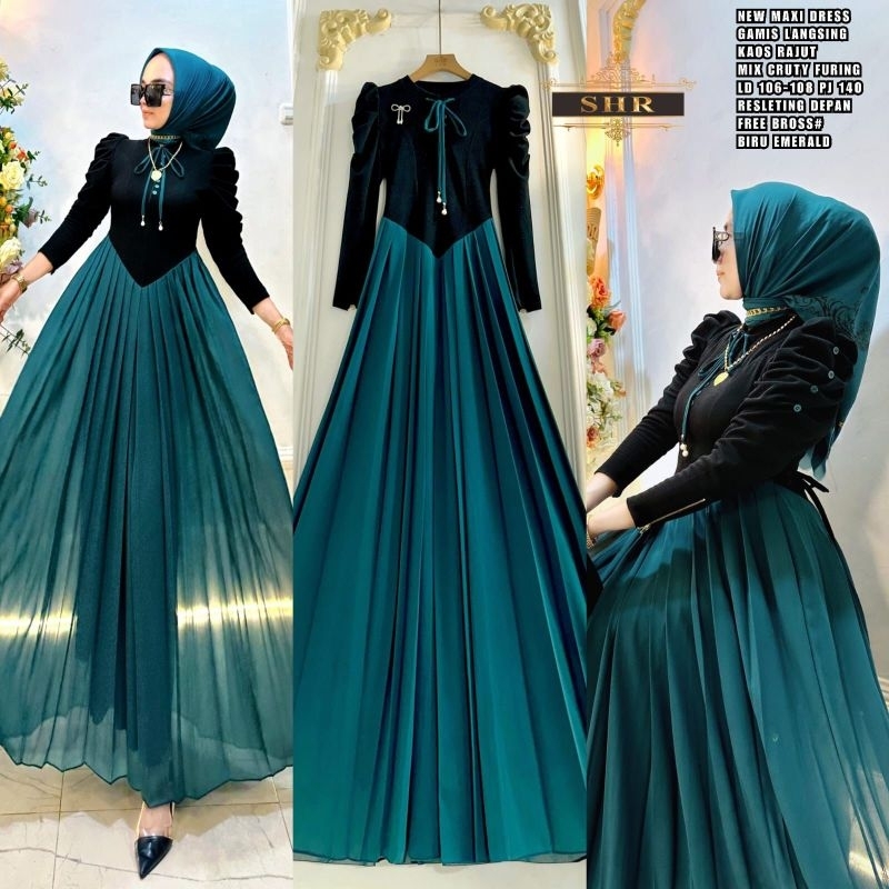 SHR Gamis langsing rajut polos mix ceruti by SHR