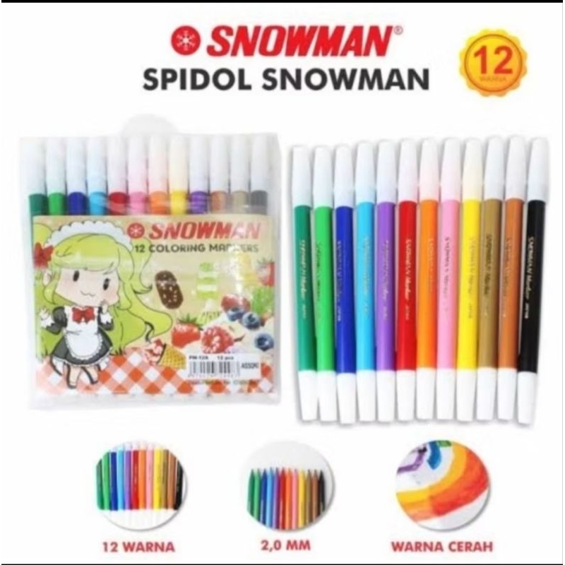

Spidol Snowmen 12 dan 6 Set Warna Warni Pastel PW-6A Marker PW6A