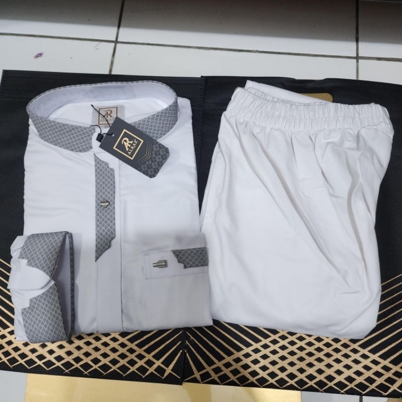 Kurta Alraz setelan Putih Katun Samara