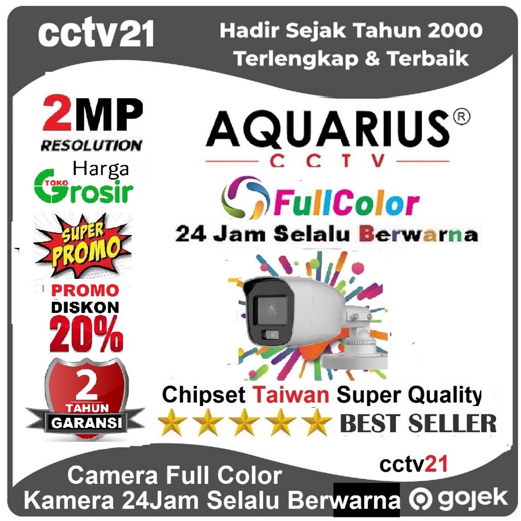 CCTV Camera 2MP Outdoor ColorVu Aquarius Full Color 24Jam Berwarna Harga Promo Diskon 40%cctv21