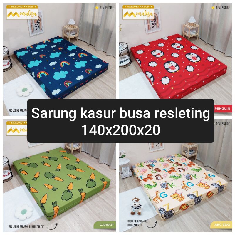 SARUNG KASUR BUSA UKURAN 140X200 TINGGI 20 MERK MONALISA SPREI RESLETING UKURAN 140X200X20