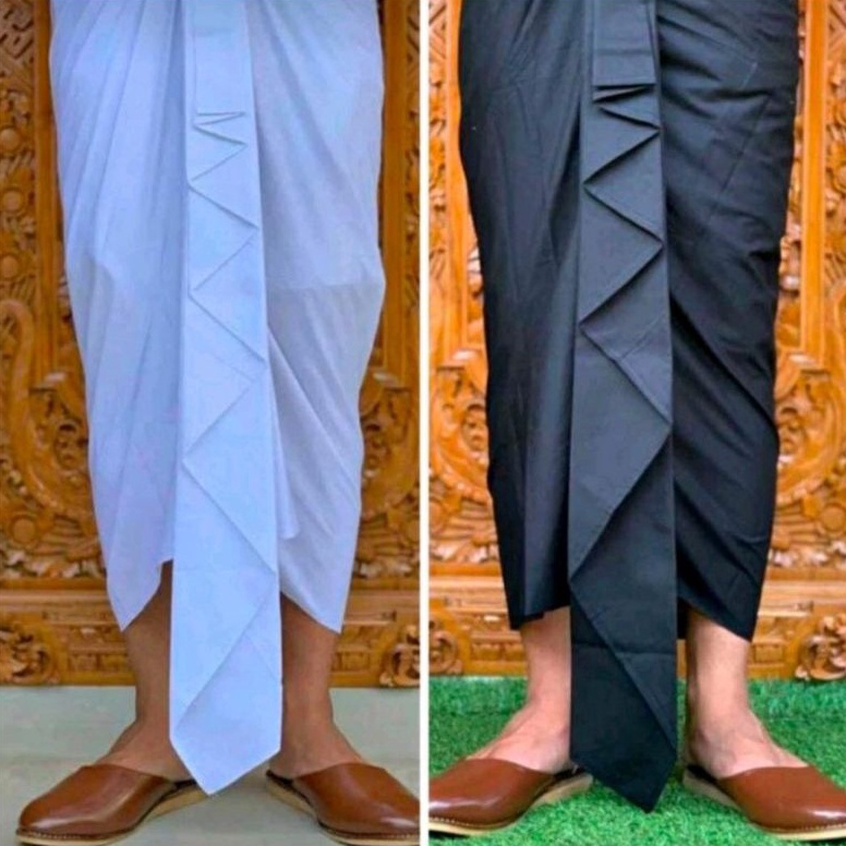 KODE E24E Kamen katun polos lembaran dan setengah jadi  hitam putih  pakaian adat bali pria