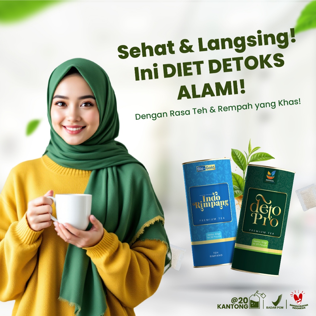 

PAKET Teh Diet Deto Pro X Indo Rimpang Herbal Alami Bantu Buang Lemak & Melancarkan Pencernaan