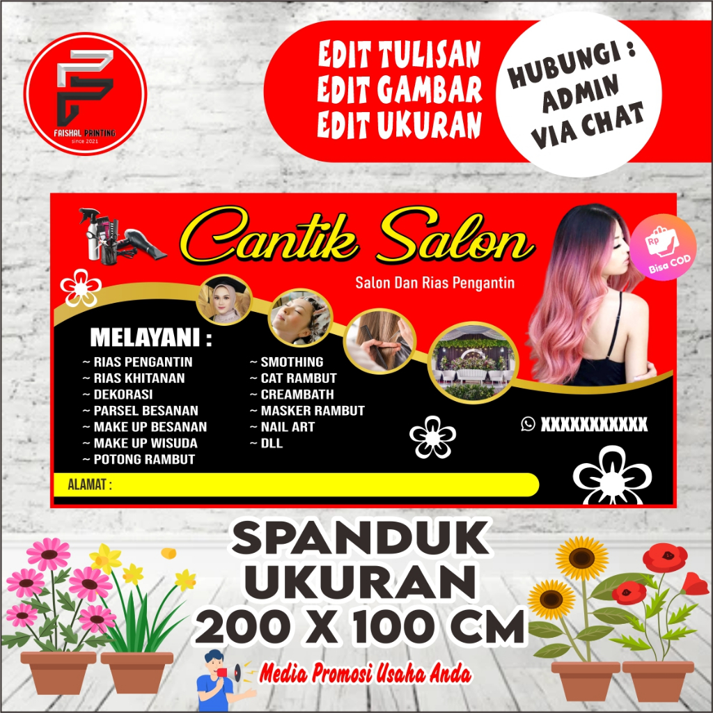 Spanduk Banner Salon Ukuran 2 x 1 meter