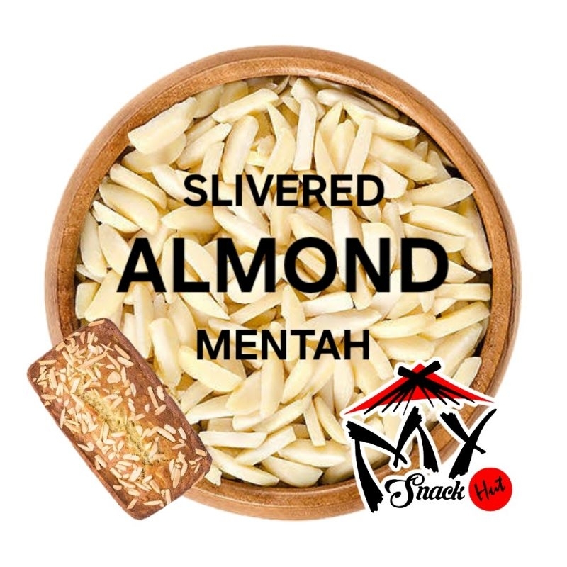 

SLIVERED ALMOND 250GR MENTAH STRIP PANJANG IRIS STIK KOREK RAW XIA REN TIAO ROTI KUE CAKE PIE 杏仁条