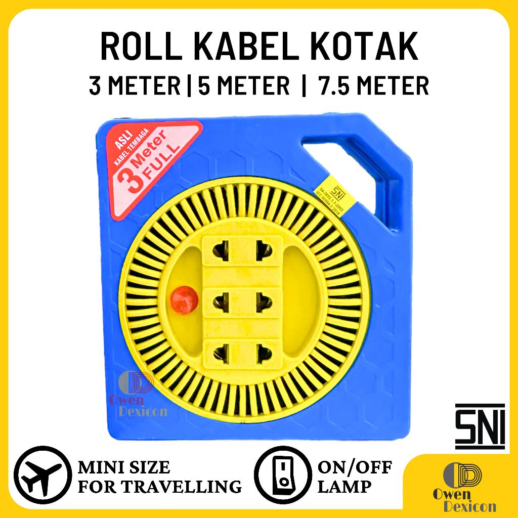 ROLL KABEL STOP KONTAK + KABEL 3 M 5 M 7.5 M BOX KABEL COLOKAN LISTRIK / KABEL ROL / KABEL GULUNG/ K