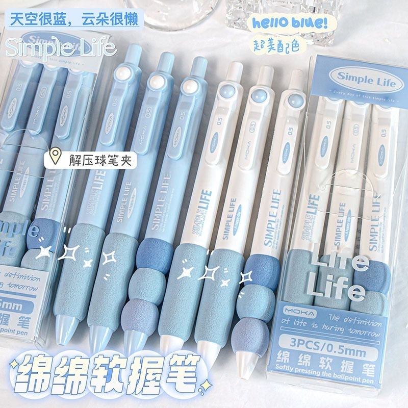 

Delunashop 1set3pcs Pena/Pulpen Tinta/Alat Tulis Sekolah Dengan Model Tekan-THIMPLE