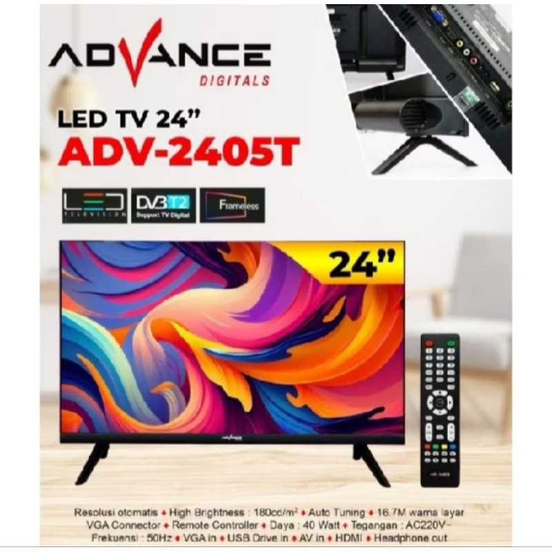 ADVANCE TV LED DIGITAL 24 INCH ADV 2405T GARANSI RESMI 3 TAHUN