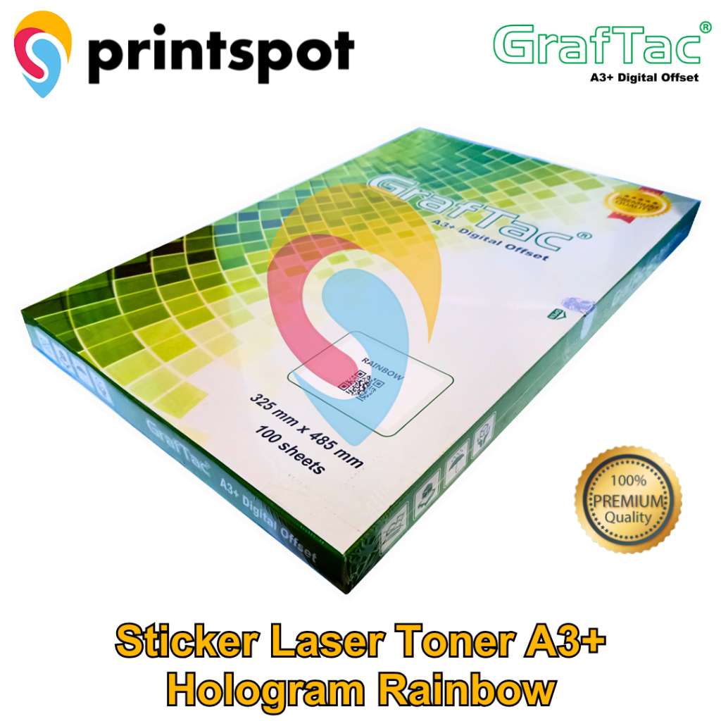 

Graftac Sticker Vinyl Hologram Rainbow Digital Print Laser Toner A3+ Instant/Sameday