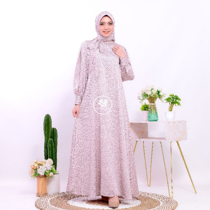 GAMIS RIHANA RAYA SERIES  HIJAB SEGI EMPAT LUXURY SILK SARIMBIT MEWAH   gamis kaftan abaya raya coll