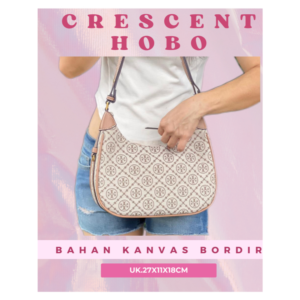 Crescent Hobo Bag Kanvas Bordir