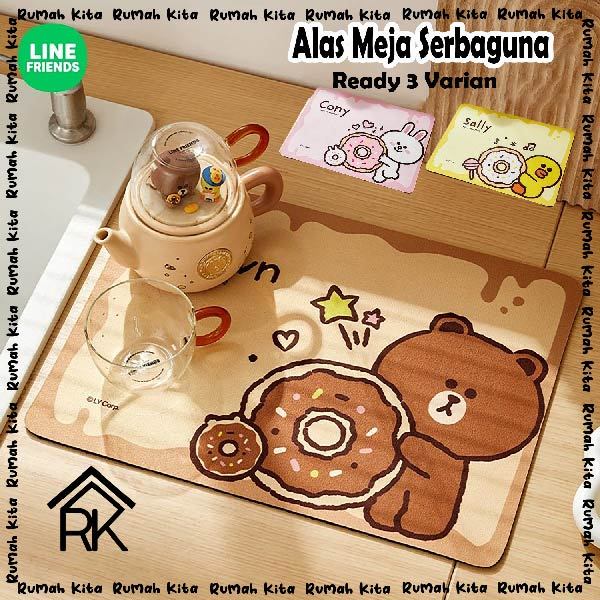 LINE FRIENDS - ALAS TATAKAN PIRING MEJA MAKAN ANTI PANAS SERBAGUNA/TATAKAN PENGERING GELAS ANTI SLIP