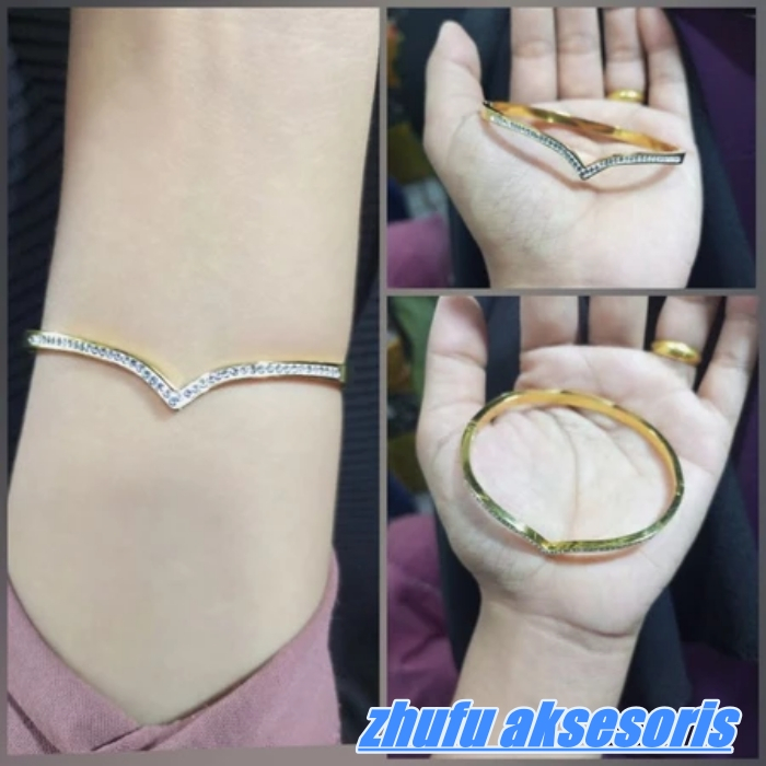 Gelang Titanium Fuji / Gelang Aurel V Viral / Satu Set Gelang dan Cincin Fuji / Anti Karat dan Luntu