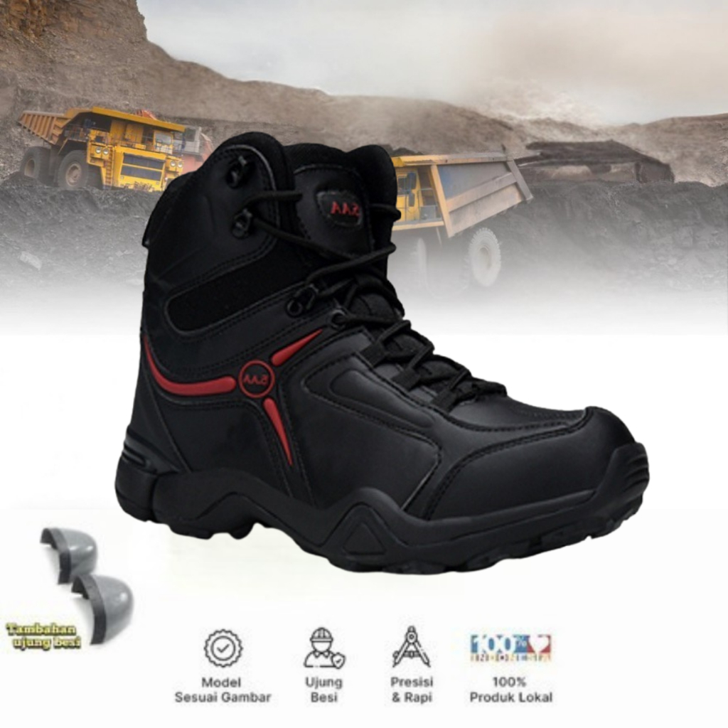 Sepatu Safety Pria 5AA Tactical Boots Militer Ujung Besi
