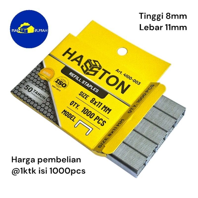 

REFILL ISI STAPLES 8mm Stapler Gun Tembak Tacker 8mm x 11mm - HASSTON PROHEX 8mm