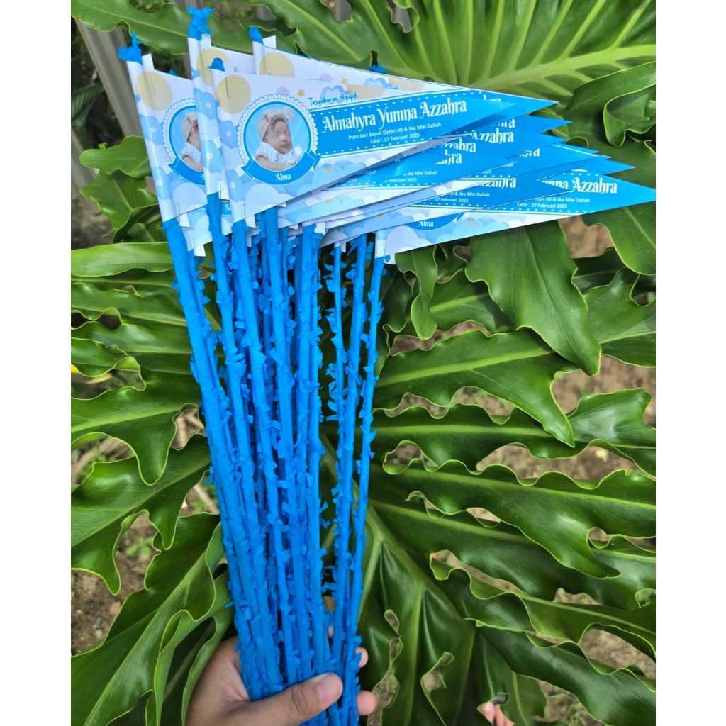 PROMO  Bendera Aqiqah Marhaba Tedak Siten Khataman Custom Nama Foto dan Desain (Sudah dipasang)