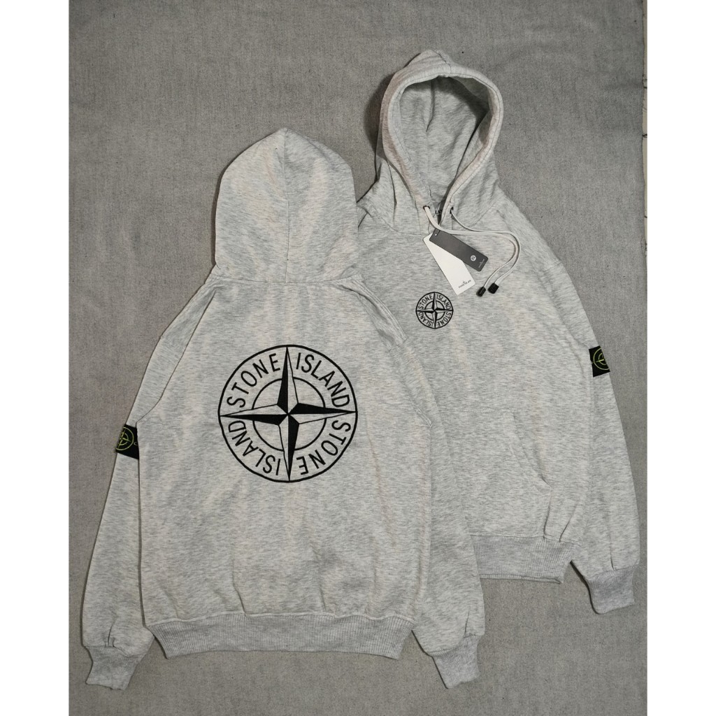 Hoodie Stone Island Pull Bordir Stone Island Hoodie Abu abu