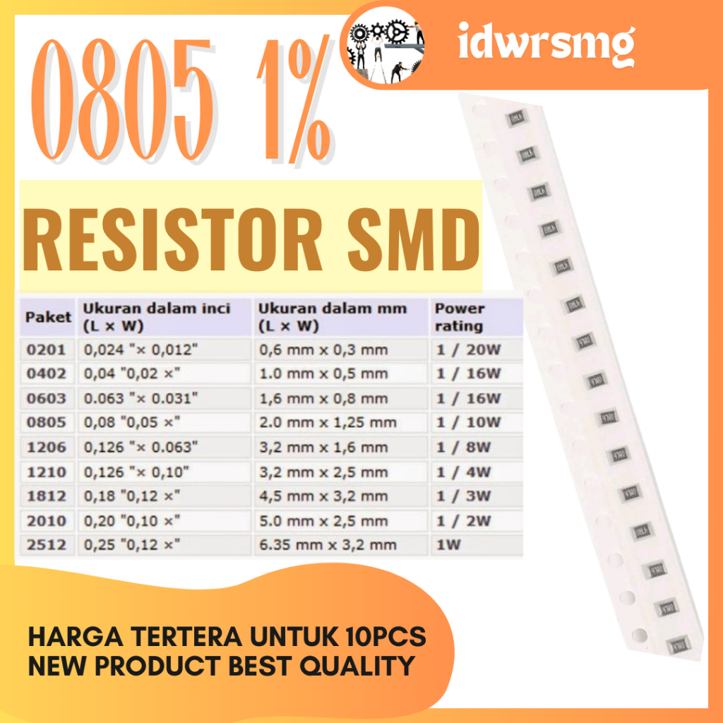 SMD 200K Ohm Resistor SMD 0805 1% 200 kilo ohm toleransi 1%