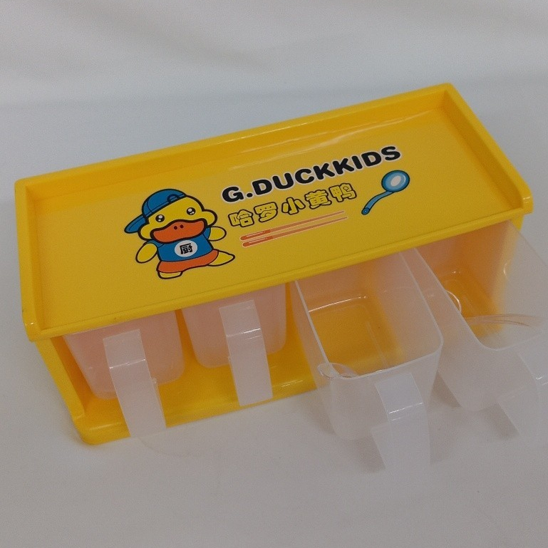 Tempat Bumbu Dapur 4 Kotak Bebek Kuning / Tempat Garam Merica Gula / Tempat Bumbu Dengan Sendok Keci