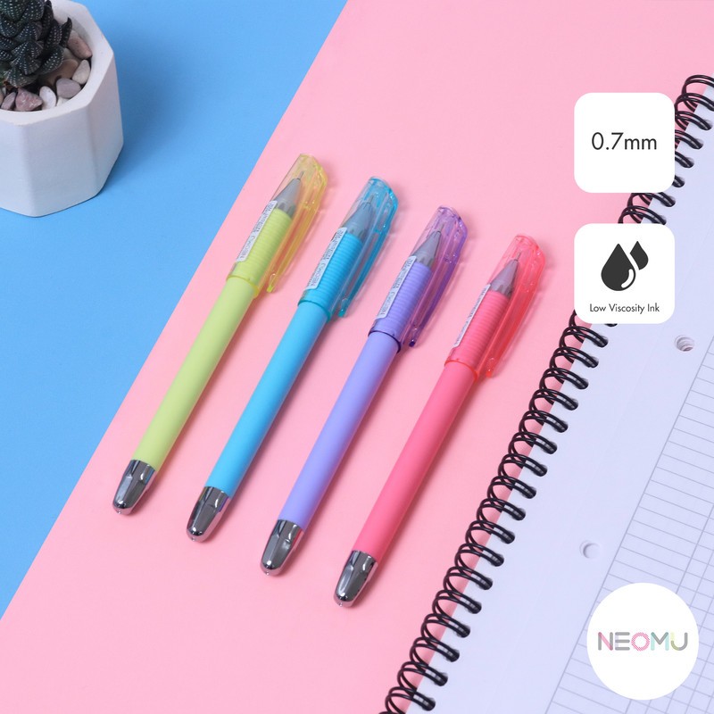 

[Stationery Spectrum] Bantex Ballpoint Pen / Pulpen Pena 0.7 mm Tinta Black Low Viscosity Matte Grip Warna Pastel BG6103